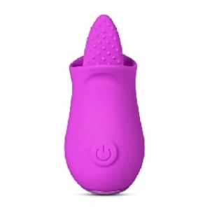 Vibrator w/Tongue, 10 Function, Silicone, Flower Shape, PURPLE